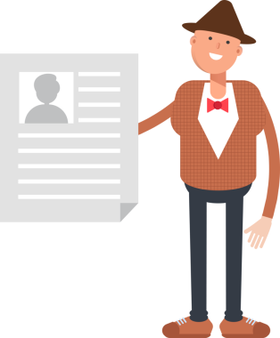 Şapkalı ve papyonlu adam karakter çizimi yapıyor.