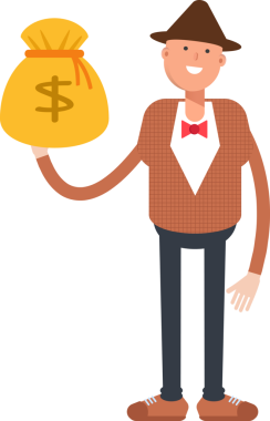 Şapkalı ve papyonlu adam karakter çizimi yapıyor.