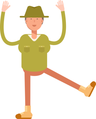 Şapka çizimi takan erkek karakter