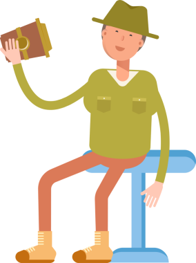 Şapka çizimi takan erkek karakter