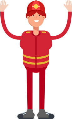 İtfaiyeci Karakterinin Resimleri Ellerinizi Kaldırın