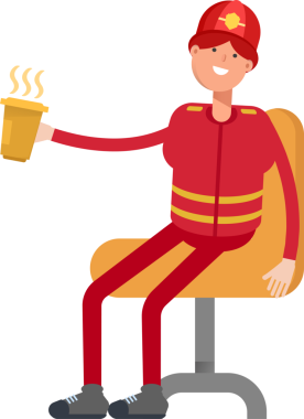 İtfaiyeci Karakterinin Kahve İçişi