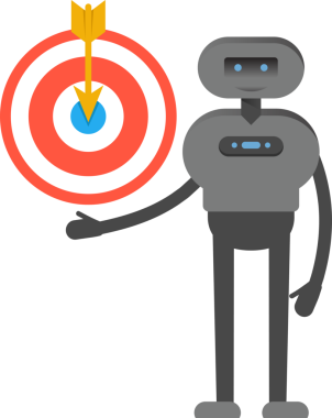 İnsansı Robot Karakteri Dart Tutuyor