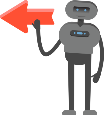 İnsansı Robot Karakteri ve Ok İmzası