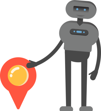 İnsansı Robot Karakteri ve Konum İğnesi