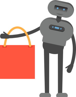 İnsansı Robot Karakteri Alışveriş Torbası