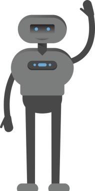 İnsanımsı Robot Karakteri Elinizi Kaldırın İllüstrasyonu