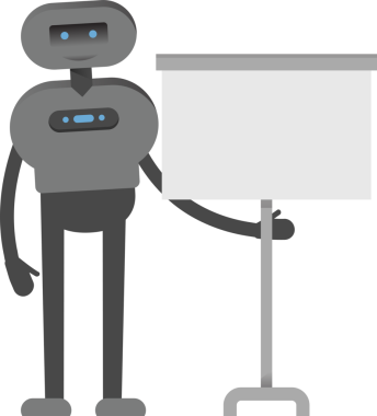 İnsansı Robot Karakteri Sunar Whiteboard