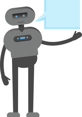 İnsansı Robot Karakteri ve Konuşma Baloncuğu