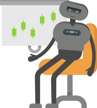 İnsansı Robot Karakteri Candlestick Çizelgesini Sunar