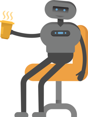 İnsansı Robot Karakteri Kahve İçiyor