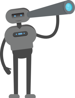 Dürbün kullanan İnsansı Robot Karakteri