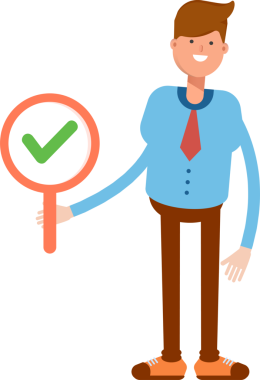 İşadamı Karakteri Denetim İşaretini Gösteriyor