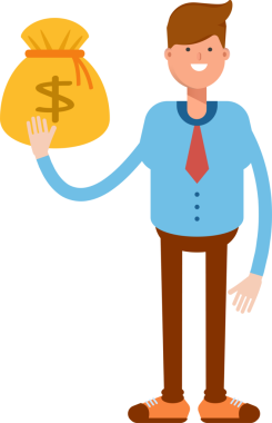 İşadamı Karakteri Dolar Çuvalı Tutuyor