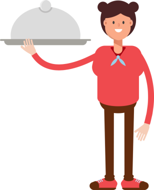 Sevimli Kız Karakteri Yiyecek Çanağı Tutuyor