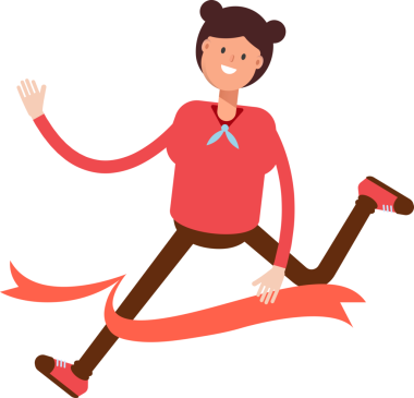 Bitiş çizgisinde koşan Sevimli Kız Karakteri