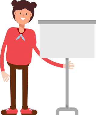 Sevimli Kız Karakteri Sunar Beyaz Tahta