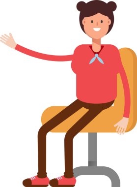 Şirin Kız Karakteri Ofis Sandalyesinde Oturuyor