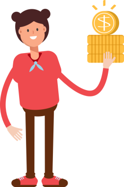 Sevimli Kız Karakteri Dolarlık Para Tutuyor