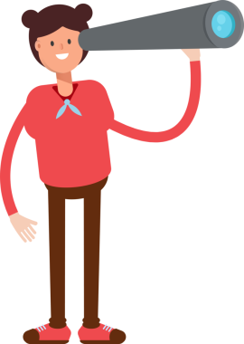 Dürbün kullanan Sevimli Kız Karakteri