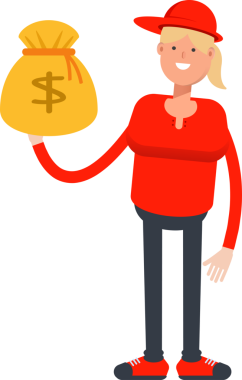 Kız Karakteri Dolar Çuvalı Tutuyor