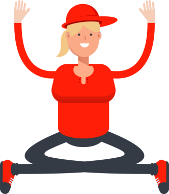 Kız Karakteri Oturan Çizim