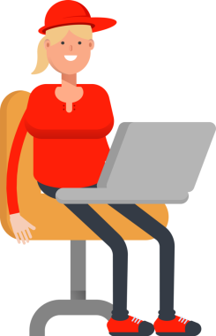 Dizüstü bilgisayarda çalışan Kız Karakteri