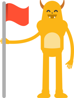 Sevimli Canavar Karakteri Bayrak Tutuyor