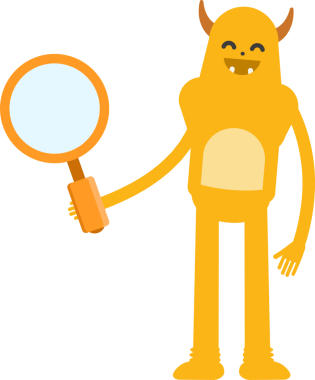 Sevimli Canavar Karakteri Tutma Büyüteci