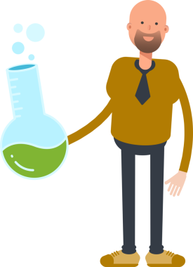 Kel İşadamı Karakteri Laboratuar Şişesi