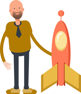 Kel İşadamı Karakteri ve Roketi