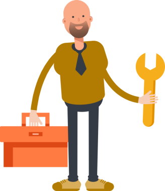 Kel İşadamı Karakteri Araç Kutusu ve Anahtarı