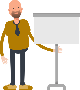 Kel İşadamı Karakteri Sunar Whiteboard