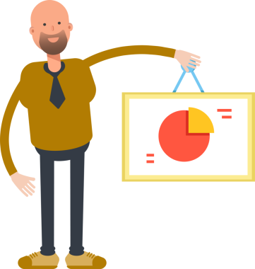 Kel İşadamı Karakteri Pasta Çizelgesi İmzalama