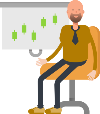 Kel İş Adamı Karakteri Sunar Mum Boyası Çizelgesi