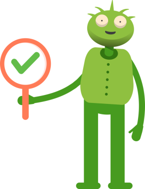 Sevimli Canavar Karakteri Deneme İşareti Gösteriliyor