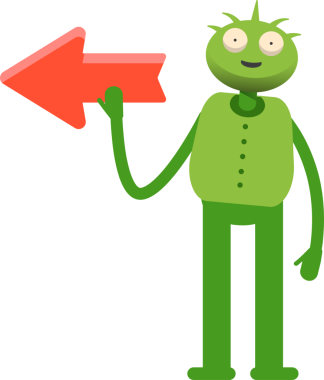 Sevimli Canavar Karakteri ve Ok İşareti