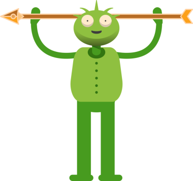 Sevimli Canavar Karakteri Oklu Çizim