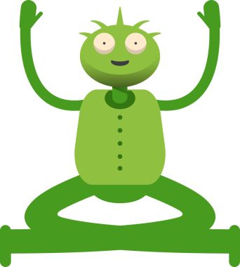 Şirin Canavar Karakteri Oturan Çizim