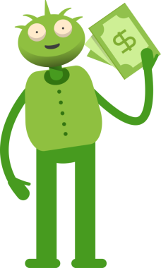 Sevimli Canavar Karakteri Dolarlık Banknotlar Tutuyor