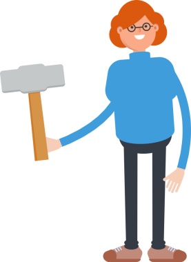 İnek Kadın Karakteri Çekiç Tutma Aracı