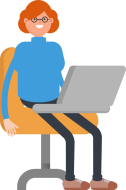 Dizüstü bilgisayarda çalışan İnek Kadın Karakteri