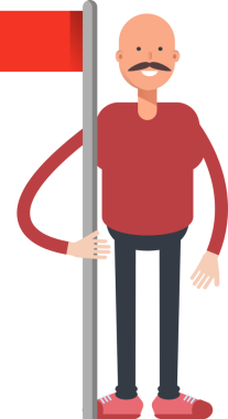 Kel Adam Karakteri Bayrak Direği Görünümü