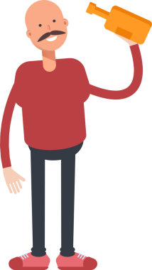 Kel Adam 'ın Çizimi Bira İçen Karakteri