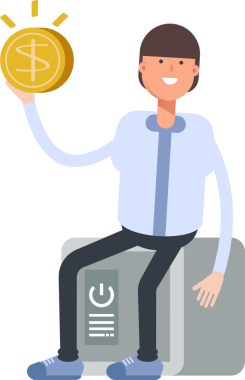 Güvenli ve Doları Tutan İşadamı Karakterinin İllüstrasyonu