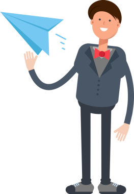 Kibar İşadamı Karakteri Kağıt Uçağı Çizimi