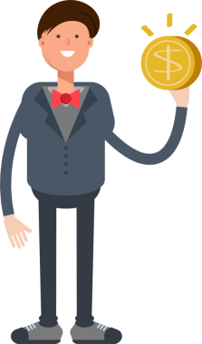Nazik İşadamı Karakteri Para Tutma İllüstrasyonuName