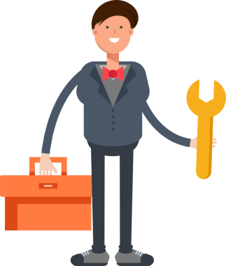 Nazik İşadamı Karakteri 'nin Görünümü Araç Kutusu ve Anahtarı