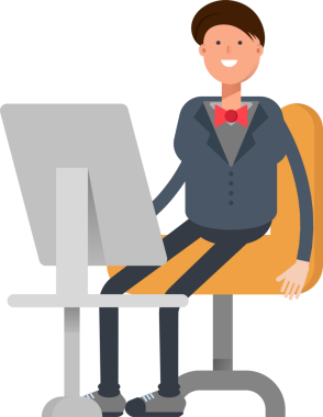 Masaüstünde Çalışan Nazik İşadamı Karakterinin Görünümü