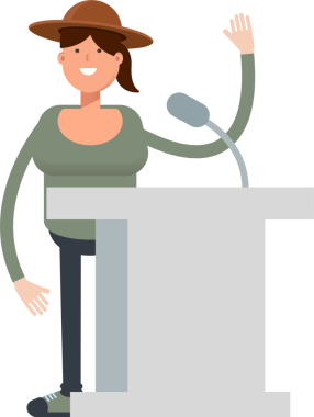 Şapkalı Kadın Kürsüde Konuşuyor